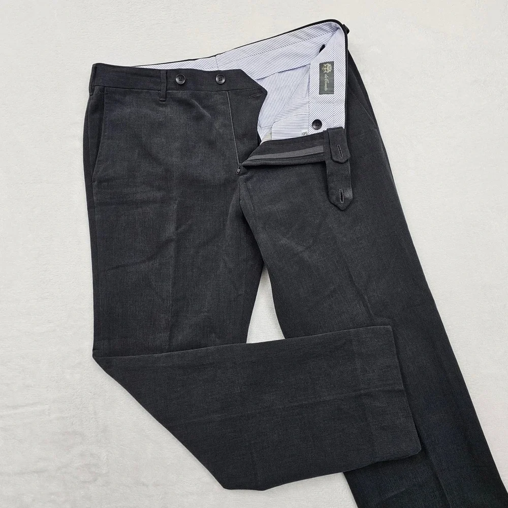 De Corato Trousers Mens 50 34x29 Charcoal Grey Cotton Tailored Italy Sartorial